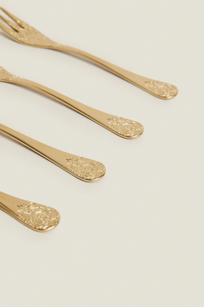 SET OF DECORATIVE ENGRAVED DESSERT FORKS (SET OF 4)