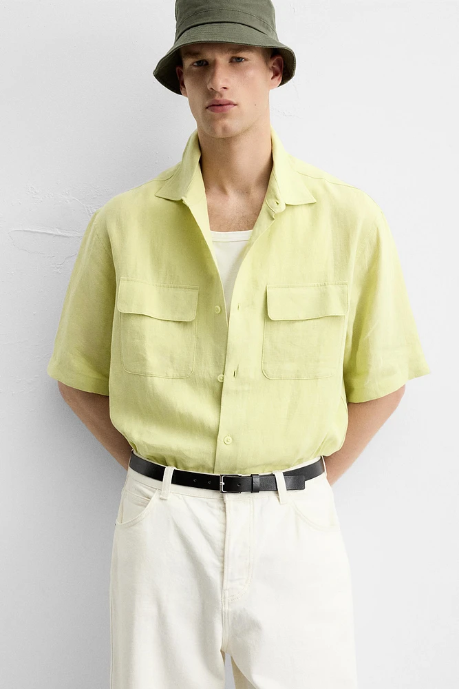 CHEMISE À POCHES 100 % LIN