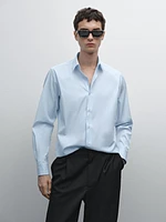 Slim fit stretch cotton blend shirt