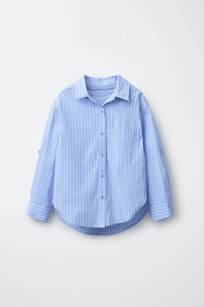 PACK CHEMISE OXFORD RAYÉE AVEC T-SHIRT EN RÉSILLE