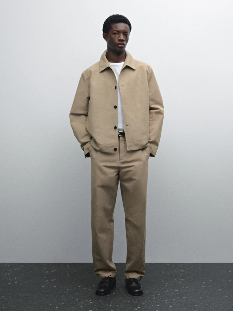 Pantalon regular coton mélangé