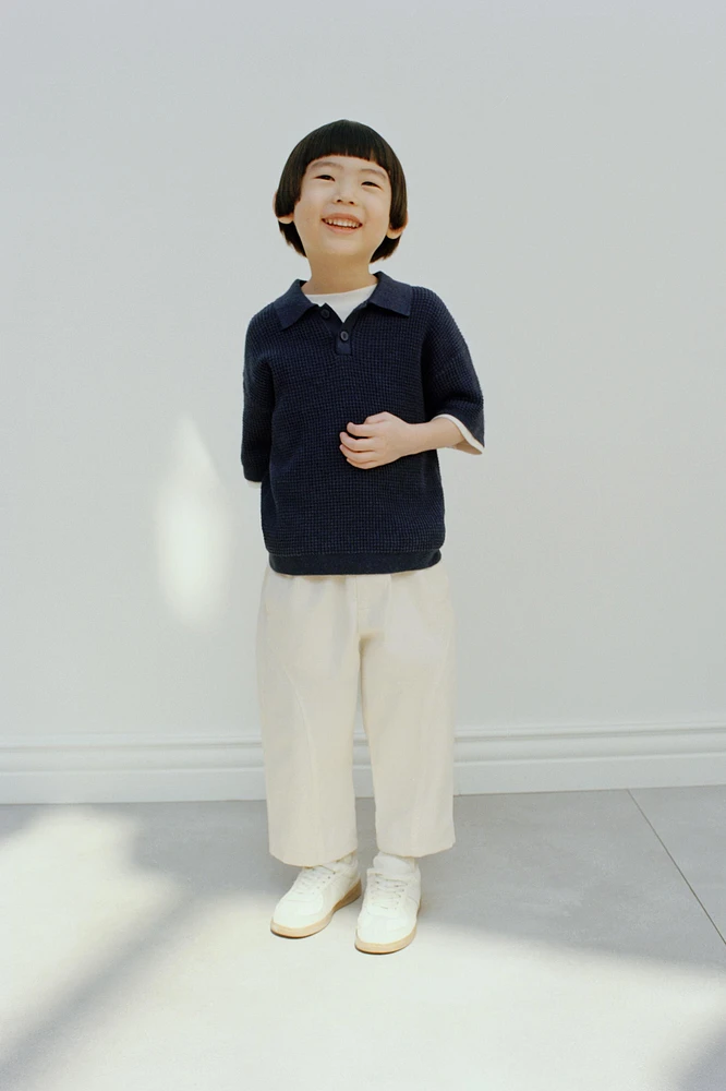 WAFFLE KNIT POLO SHIRT