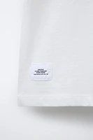 TEXT AND LABEL PRINTED T-SHIRT
