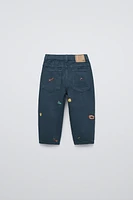 PANTALON EN SERGÉ STRAIGHT BRODÉ