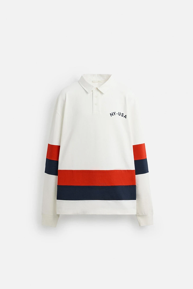 POLO WITH CONTRASTING SIDE STRIPE