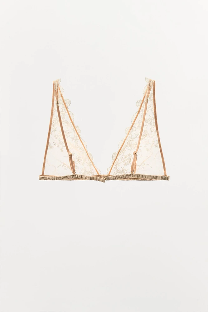 MESH LACE TRIANGLE BRA