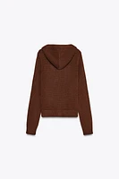 HOODED KNIT CARDIGAN