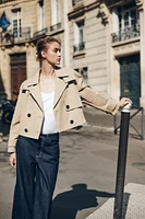 SHORT TRENCH COAT WITH DETACHABLE HOOD