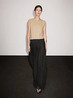 Robe longue bi-matière fendue sur les côtés