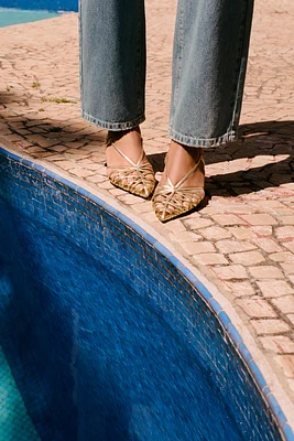 CHAUSSURES OUVERTES À L'ARRIÈRE TALONS AVEC EFFET MÉTALLISÉ