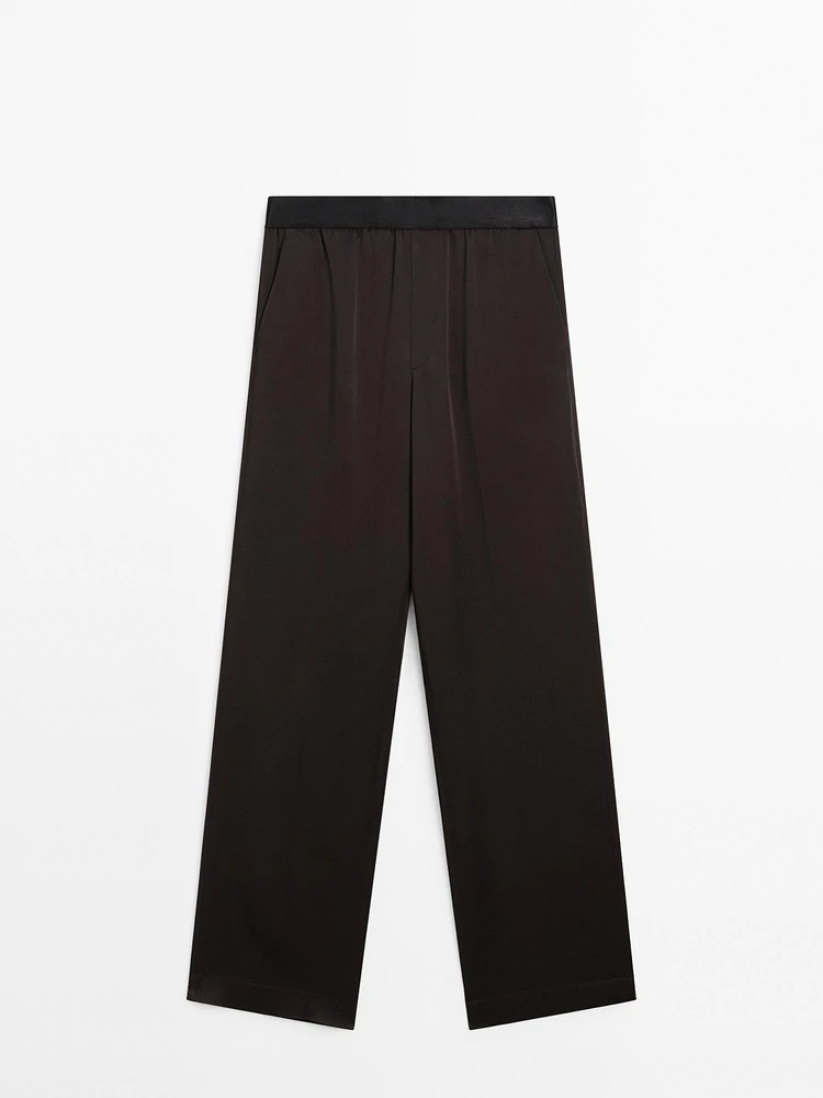 Pantalon large satiné