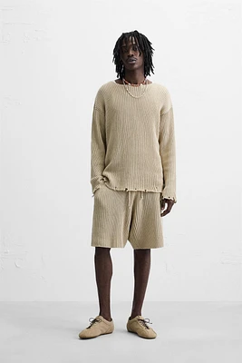 RELAXED FIT RIBBED SHORTS