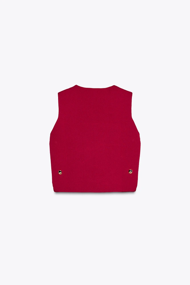 TOP GILET MAILLE BOUTONS LATÉRAUX
