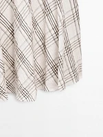 Flowing check midi skirt