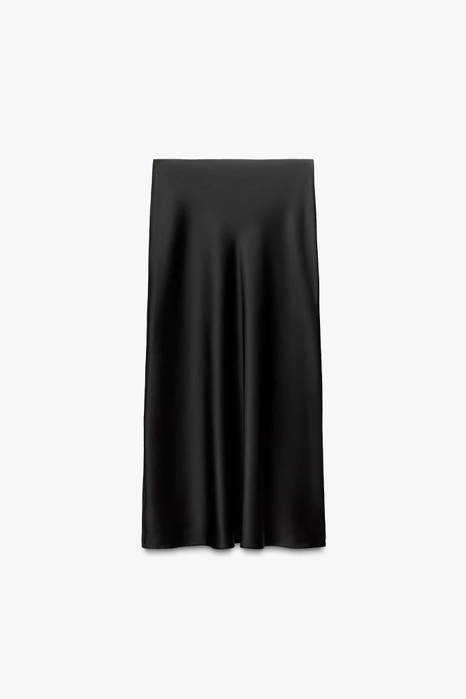 SATIN MIDI SKIRT