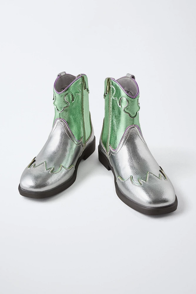 BOTTINES COW-BOY MÉTALLISÉES