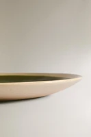 GREEN AND BEIGE DINNER PLATE