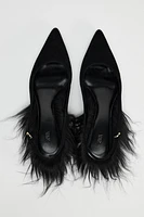 MULES EN CUIR AVEC DÉTAIL EFFET FOURRURE ÉDITION LIMITÉE
