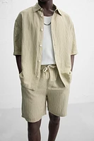 CHEMISE RAYURES LIN - VISCOSE