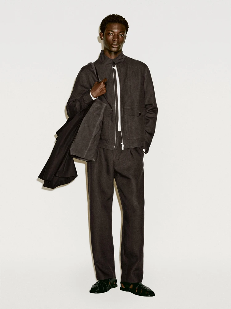 100% linen darted twill trousers - Limited Edition