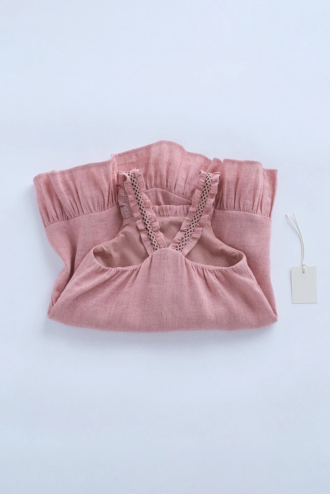 ZARA TIMELESS - ROBE À BRETELLES BRODÉE AVEC LIN