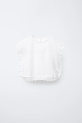 FLORAL EMBROIDERED BOW BLOUSE