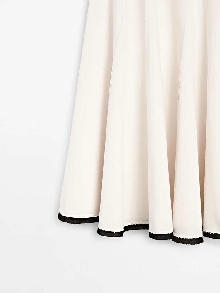 Flounce midi skirt with contrasting detail