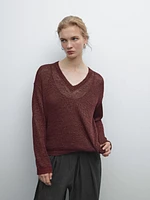 Pull en maille ajourée 100 % lin