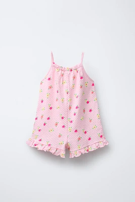 PRINTED STRUCTURE SHORT JUMPSUIT