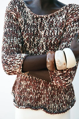 PULL EN MAILLE COMBINÉE PEPLUM