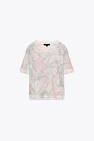 TOP EN MAILLE À IMPRIMÉ FLEURI