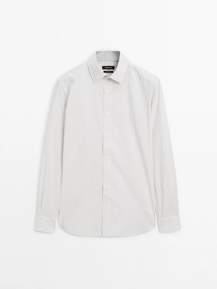 Chemise slim en popeline à rayures