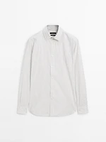 Chemise slim en popeline à rayures