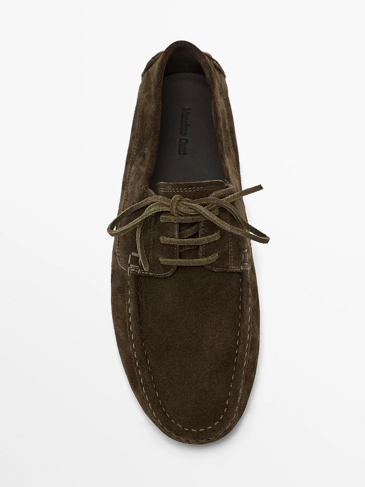 Mocassins bateau en croûte de cuir