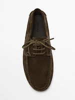 Mocassins bateau en croûte de cuir