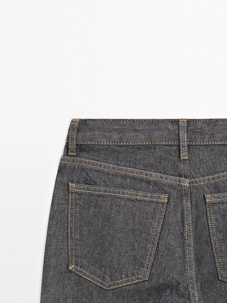 Mid-rise wide-leg cotton jeans