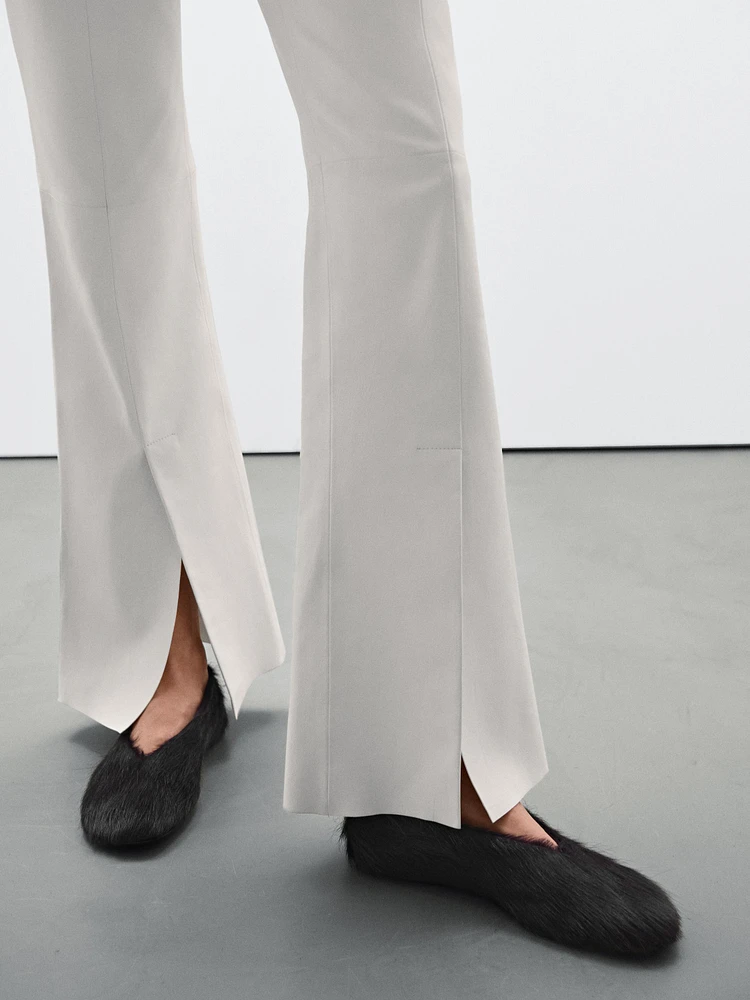 Pantalon flare fendu en cuir - Studio