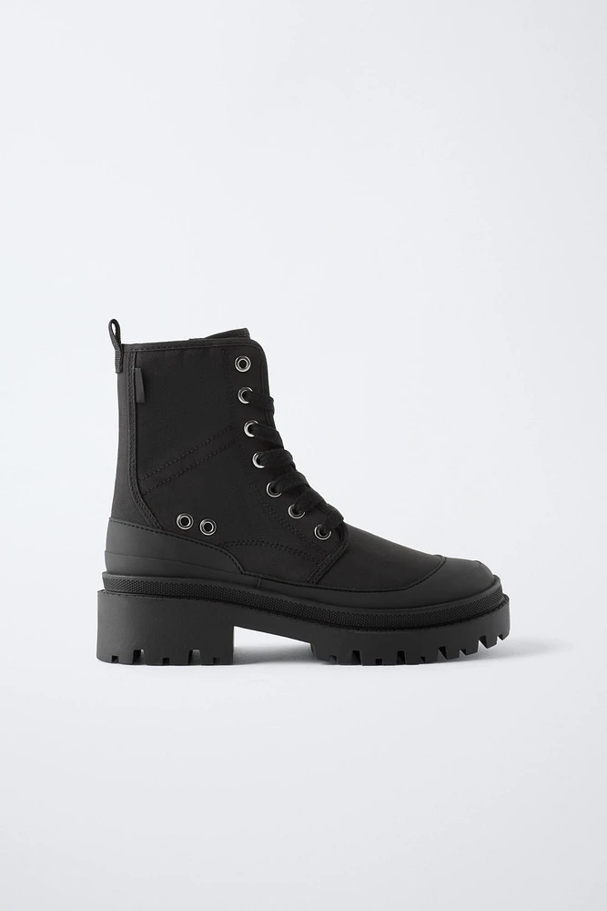WOVEN LACED ANKLE BOOTS