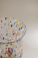 BLOWN GLASS TUMBLER WITH SPECKLED DESIGN