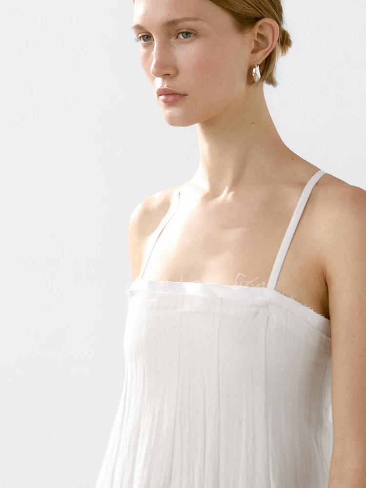 Textured double fabric midi dress