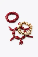 PACK OF 3 CORAL STRETCH BRACELETS