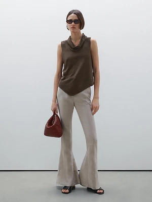100% linen asymmetric draped top