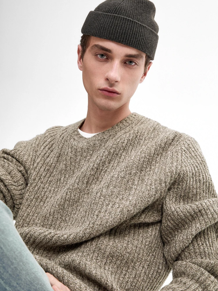 Pull en maille moulinée de laine mélangée