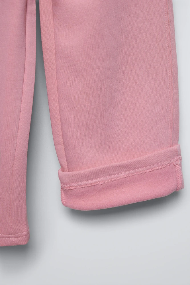 PLUSH WIDE LEG TEXT PANTS