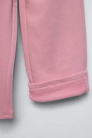 PLUSH WIDE LEG TEXT PANTS