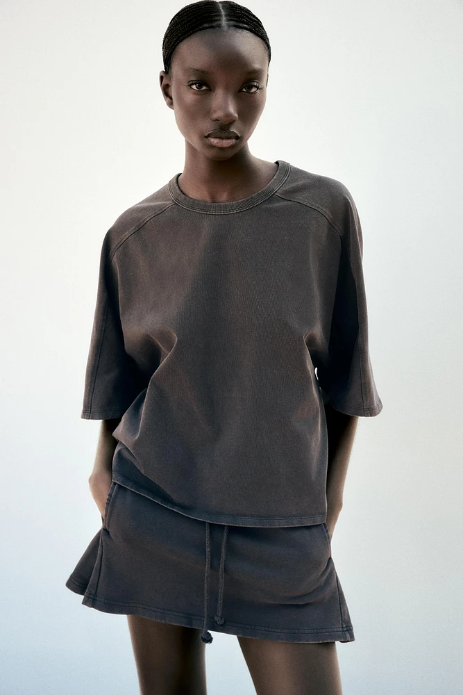 WASHED HEAVY COTTON MINI SKIRT
