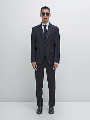 Plain 100% wool suit blazer