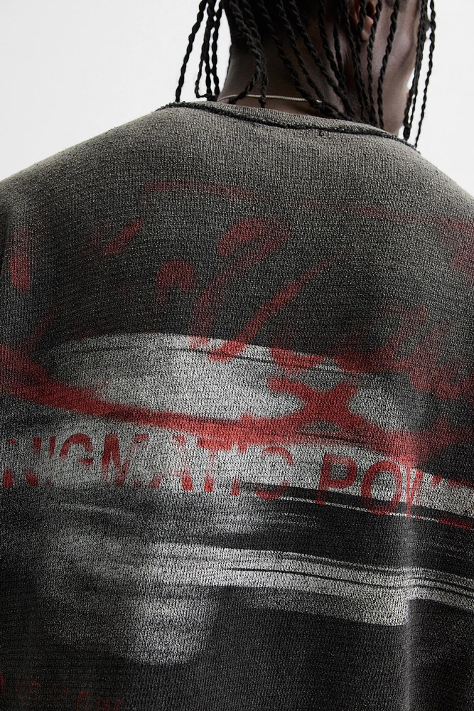 WASHED KNIT PRINT T-SHIRT
