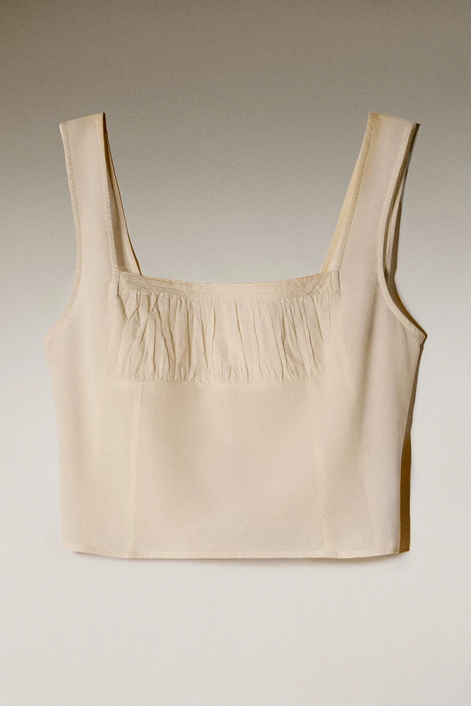 GATHERED LACE COTTON TOP