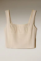 GATHERED LACE COTTON TOP
